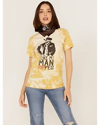 Bohemian Cowgirl Women's Like My Man Ripped Graphic Bleach Spray Tee