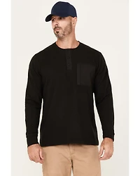 Lucky Brand Workwear Men's Slub Thermal Long Sleeve Pocket Henley Shirt