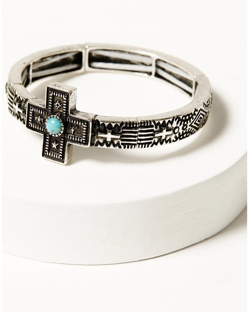 Shyanne Women's Southwestern Antique Cross Bracelet Set