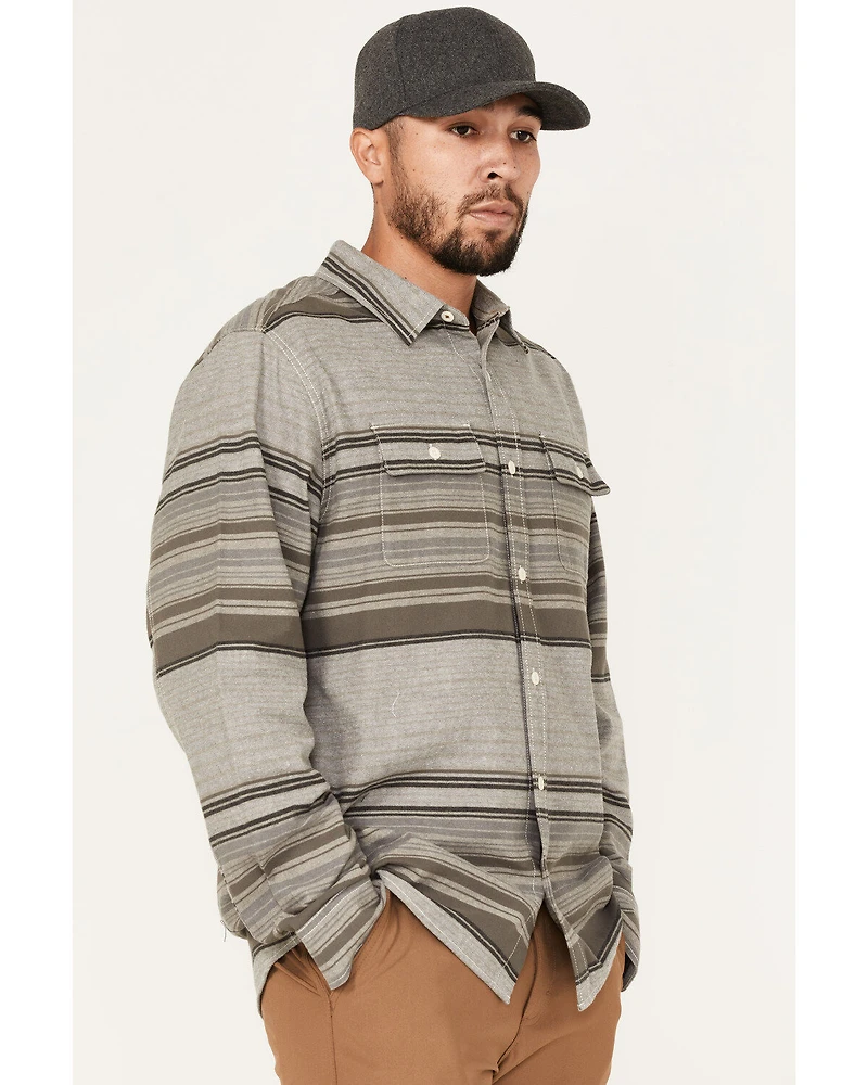 Brothers and Sons Men's Fine Line Striped Print Long Sleeve Button Down Flannel Shirt