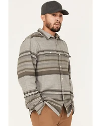 Brothers and Sons Men's Fine Line Striped Print Long Sleeve Button Down Flannel Shirt