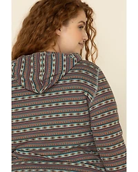 White Label by Panhandle Women's Southwestern Stripe Hoodie Tee - Plus