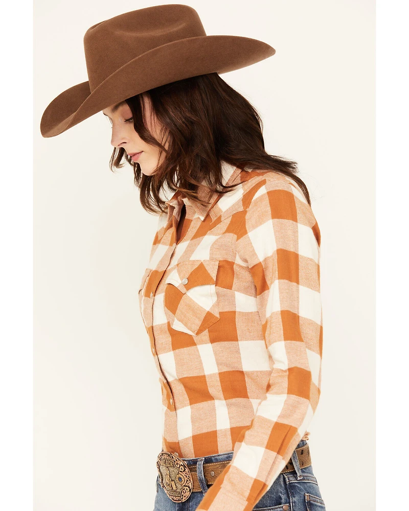 Wrangler Retro Women's Boot Barn Exclusive Plaid Print Long Sleeve Pearl Snap Flannel Shirt