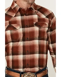 Blue Ranchwear Men's Finney Plaid Print Long Sleeve Snap Western Shirt