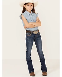 Shyanne Little Girls' Dark Wash Arrow Bootcut Stretch Denim Jeans