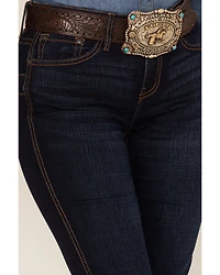 RANK 45® Women's Dark Wash Mid Straight Riding Jeans