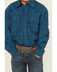 Roper Boys' Southwestern Print Long Sleeve Snap Western Shirt