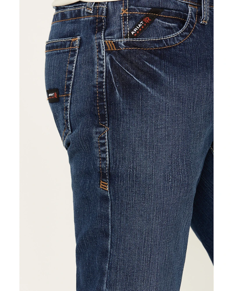 Ariat Men's FR M7 Flint Medium Wash Duratretch Basic Slim Straight Work Jeans