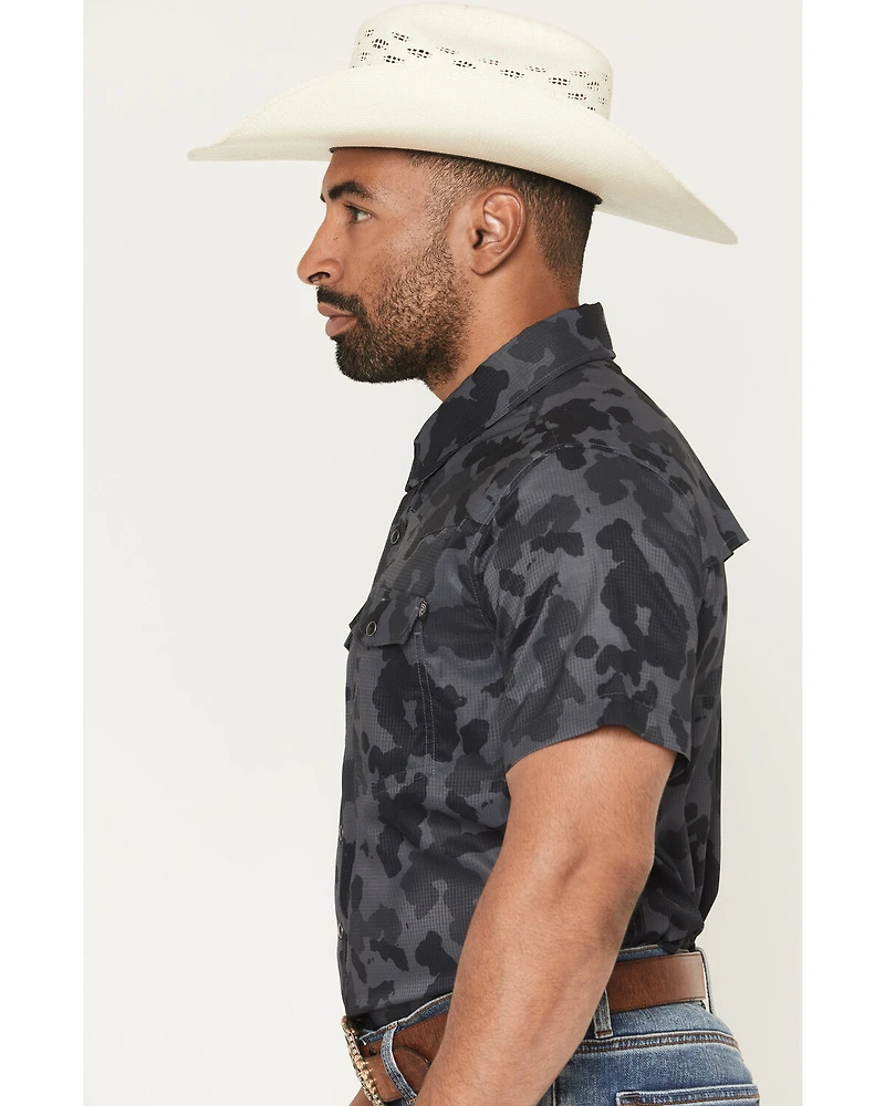 Rock & Roll Denim Men's Tek Camo Print Short Sleeve Snap Stretch Western Shirt