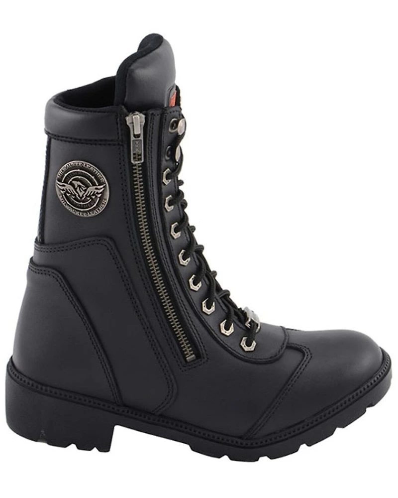 Milwaukee Leather Women's Black Moto Zipper Boots - Soft Toe