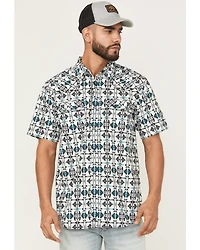 Moonshine Spirit Men's Thunder Cloud Southwestern Print Short Sleeve Snap Western Shirt