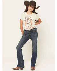 Shyanne Little Girls' Scout Dark Wash Embroidered Bootcut Stretch Denim Jeans