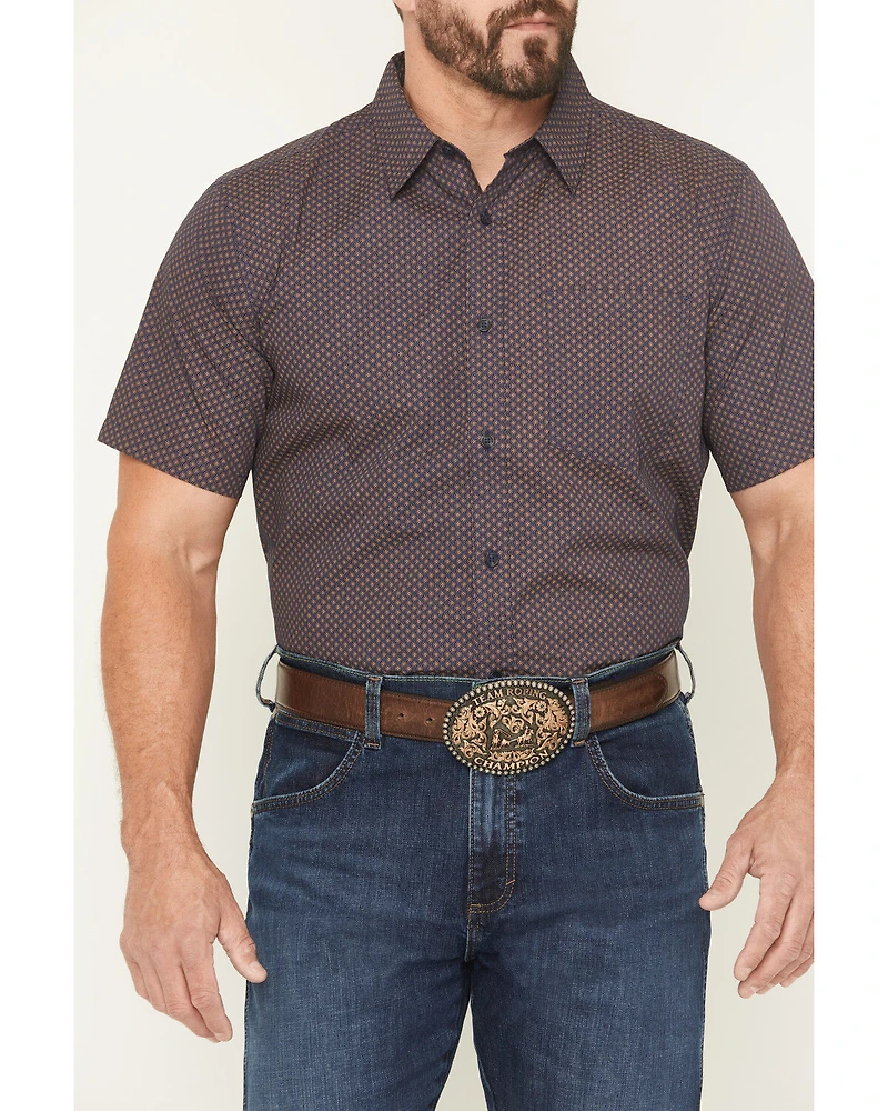 Gibson Trading Co Men's Polka Micro Geo Print Short Sleeve Button-Down Stretch Western Shirt