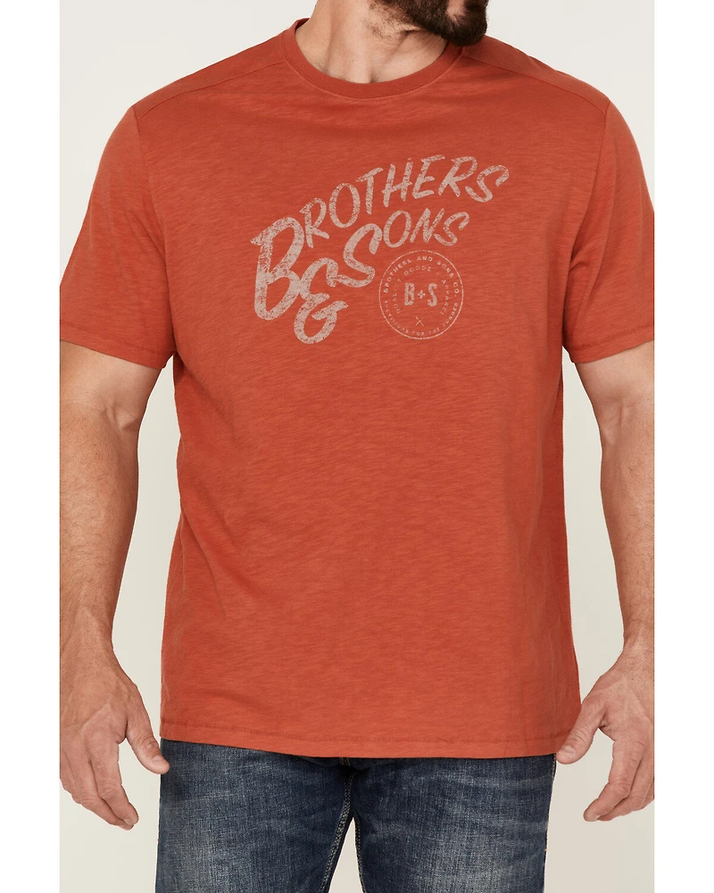 Brothers and Sons Men's Mercantile Light Red Weathered Slub Graphic Short Sleeve T-Shirt