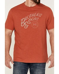 Brothers and Sons Men's Mercantile Light Red Weathered Slub Graphic Short Sleeve T-Shirt