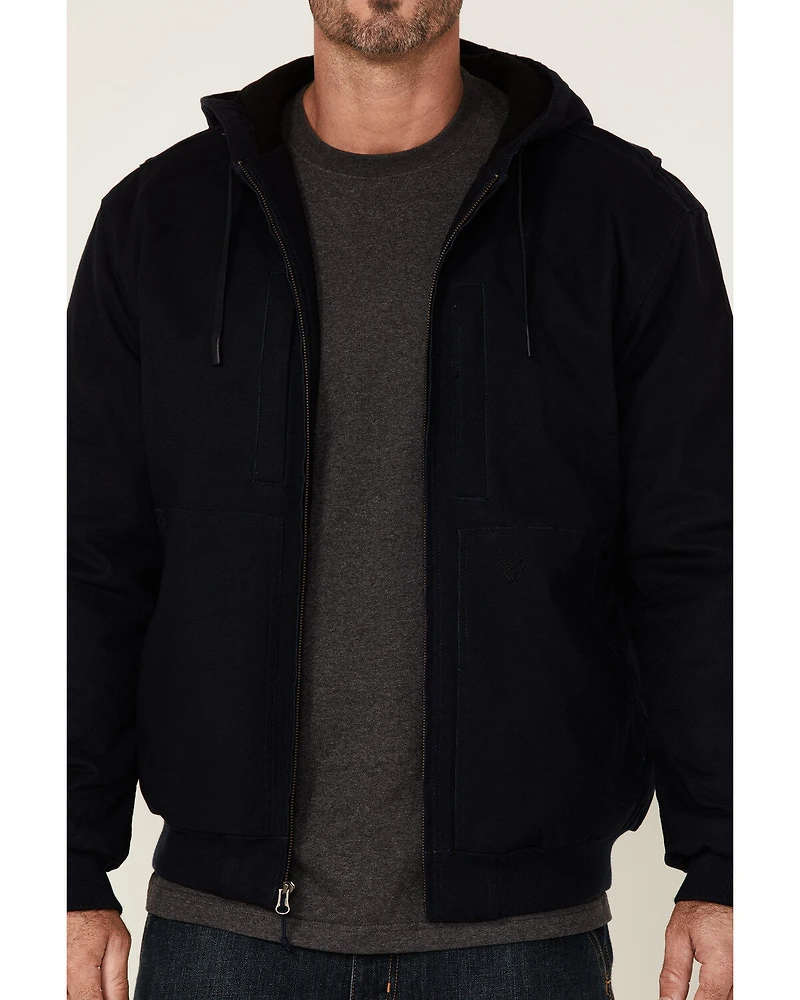 Hawx Men's Navy Pro Insulated Hooded Zip-Front Bomber Work Jacket