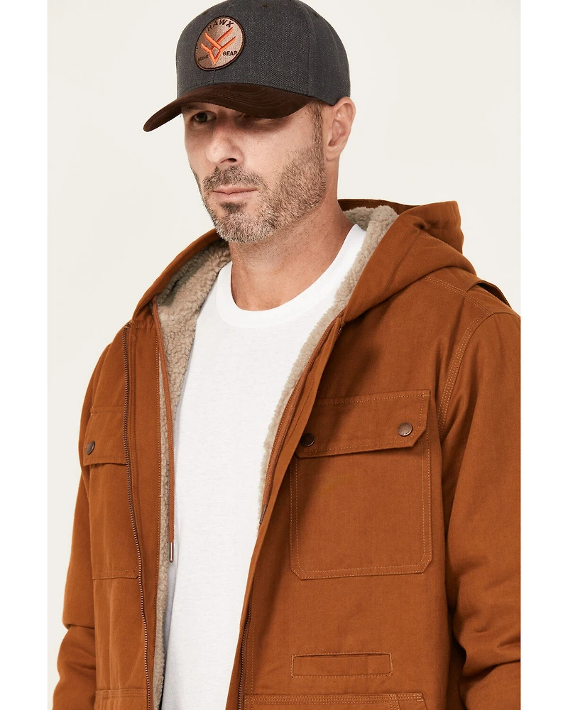 Lucky Brand Workwear Men's Chore Sherpa Lined Insulated Canvas Hooded Jacket