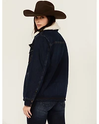 Wrangler Women's Dark Wash Sherpa Lined Denim Jacket