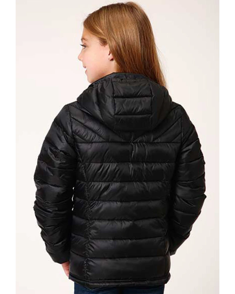 Roper Girls' Solid Crushable Parachute Zip-Front Hooded Nylon Jacket