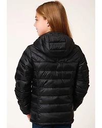 Roper Girls' Solid Crushable Parachute Zip-Front Hooded Nylon Jacket
