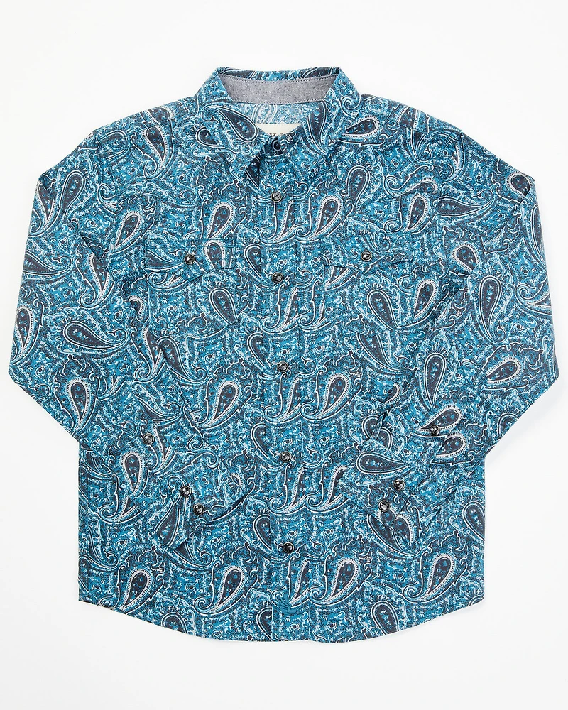 Cody James Toddler Boys' Lasso Paisley Print Long Sleeve Snap Western Shirt