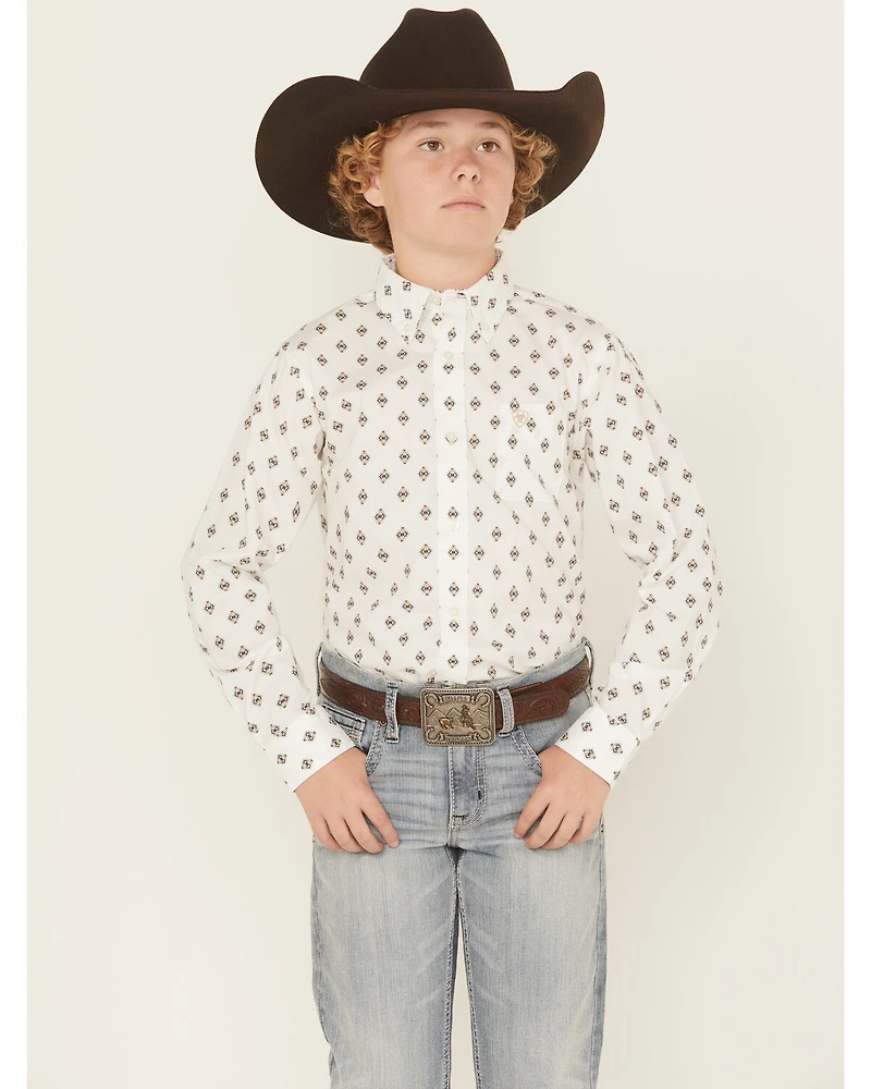 Ariat Boys' Classic Geo Print Long Sleeve Button-Down Western Shirt