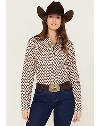 Cinch Women's Medallion Striped Long Sleeve Button-Down Western Shirt