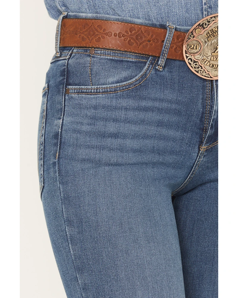 Wrangler Women's Bespoke Elsie Medium Wash High Rise Flare Stretch Denim Jeans