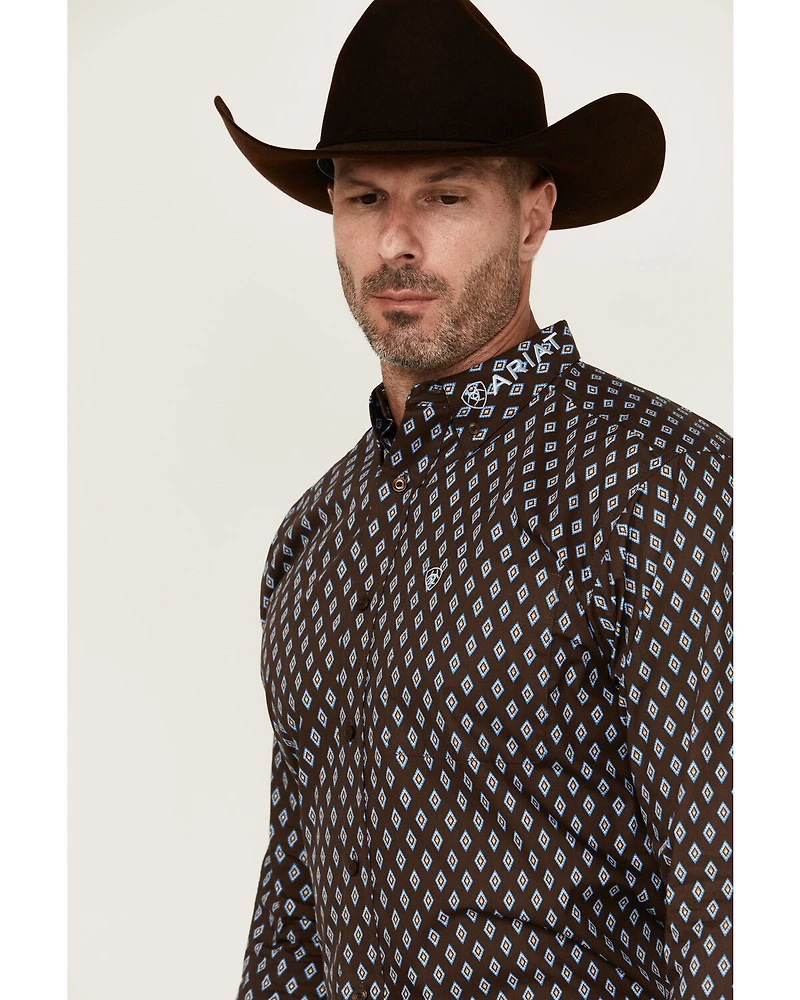 Ariat Men's Team Geo Print Long Sleeve Button-Down Western Shirt