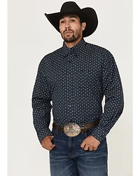 George Strait by Wrangler Men's Floral Striped Print Long Sleeve Button-Down Stretch Western Shirt - Tall