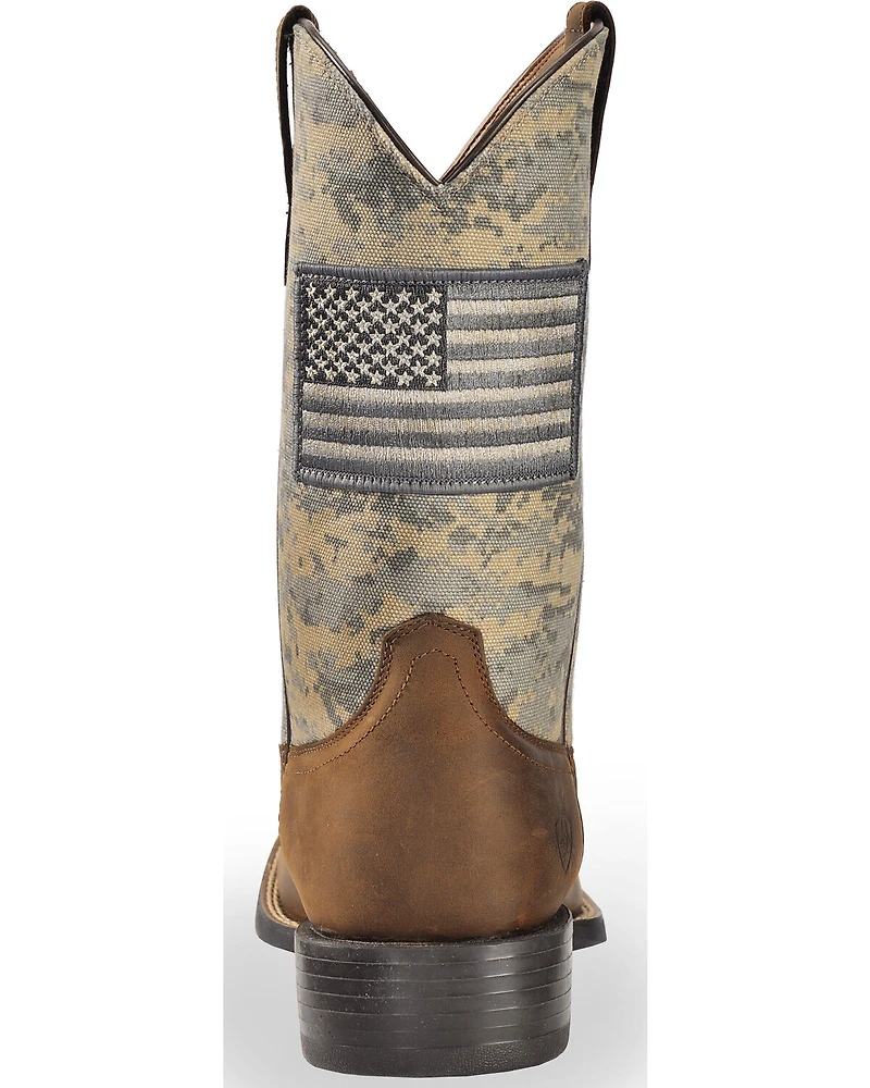 Ariat Men's Distressed Camo Sport Patriot Western Boots - Broad Square Toe