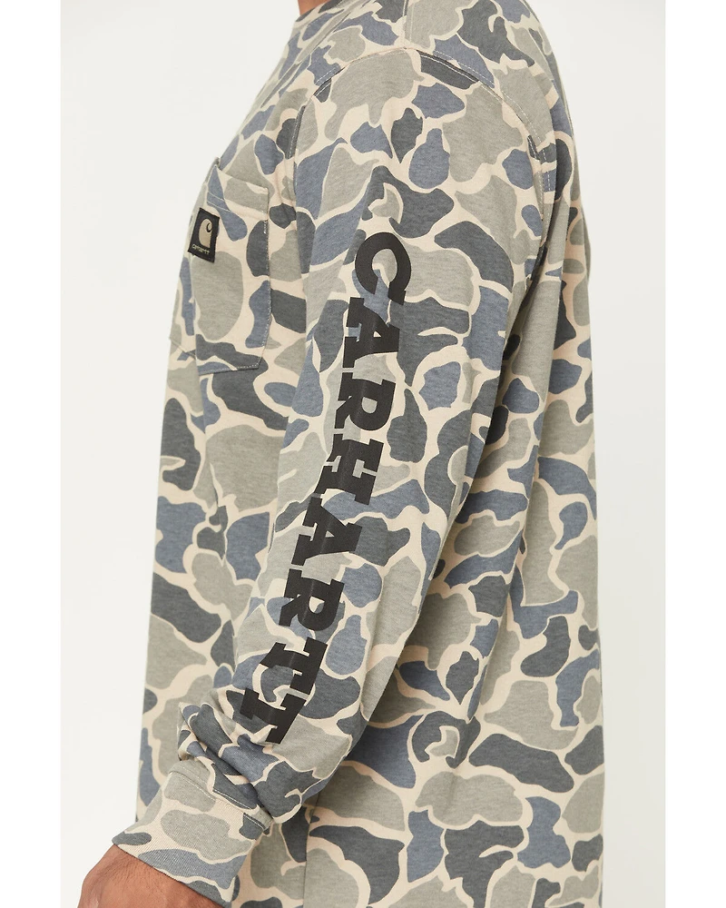 Carhartt Men's Camo Print Relaxed Fit Heavyweight Long Sleeve T-Shirt