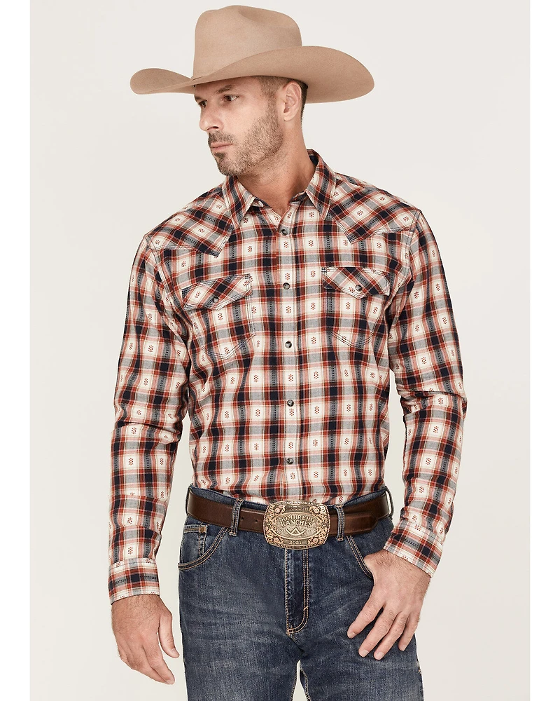 Moonshine Spirit Men's Apache Dobby Plaid Long Sleeve Snap Western Shirt