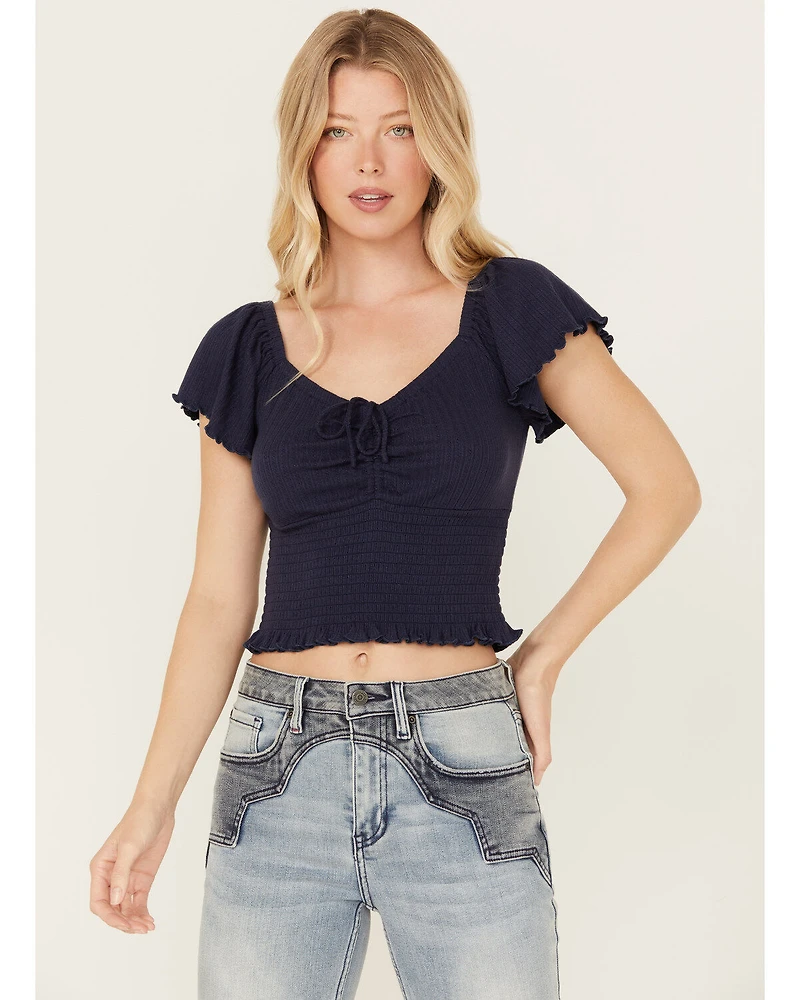 Idyllwind Women's Pointe Flutter Sleeve Smocked Top