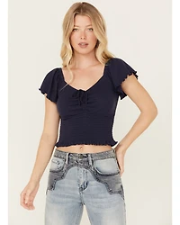 Idyllwind Women's Pointe Flutter Sleeve Smocked Top