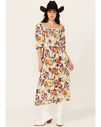 Wild Moss Women's Floral Print Midi Dress