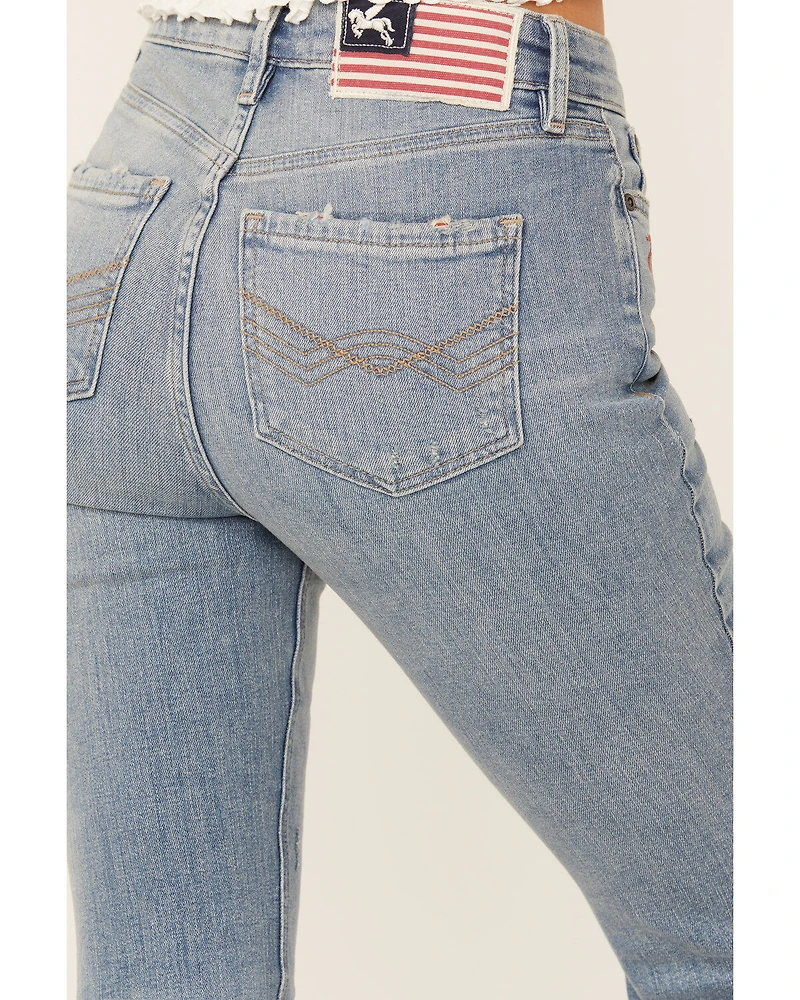 Idyllwind Women's Foster Embroidered Medium Wash High Rise Bootcut Denim Jeans