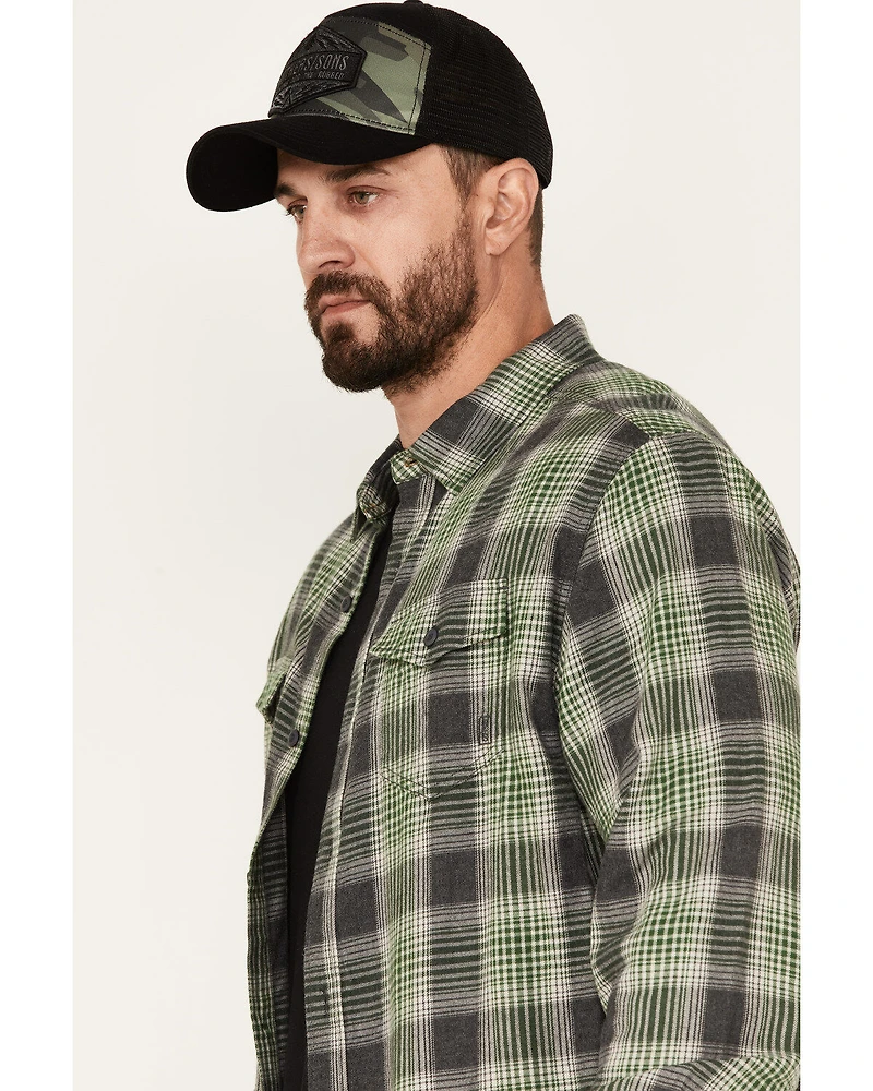 Brothers and Sons Men's Plaid Print Long Sleeve Button Down Flannel Shirt