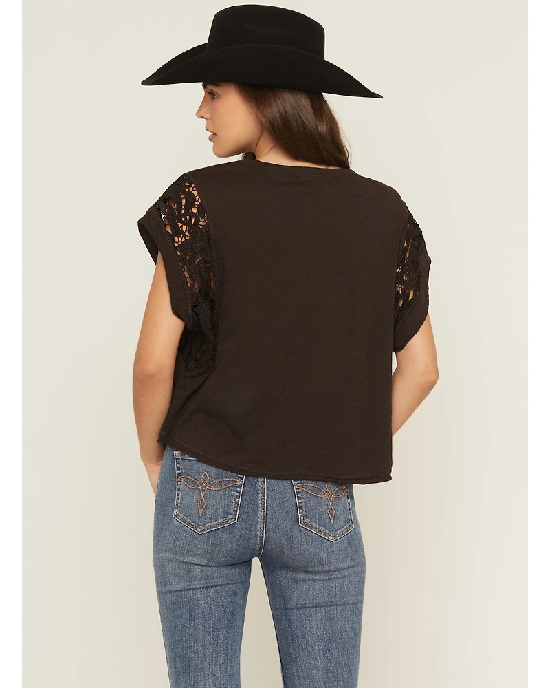 Originality Women's American Rodeo Lace Short Sleeve Graphic Tee