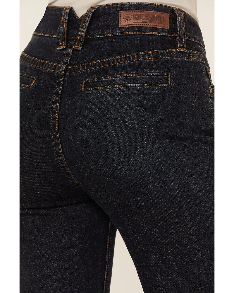 Rock & Roll Denim Women's Dark Wash High Rise Raw Trouser Jeans