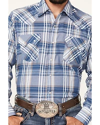 Ely Walker Men's Plaid Print Long Sleeve Snap Western Shirt