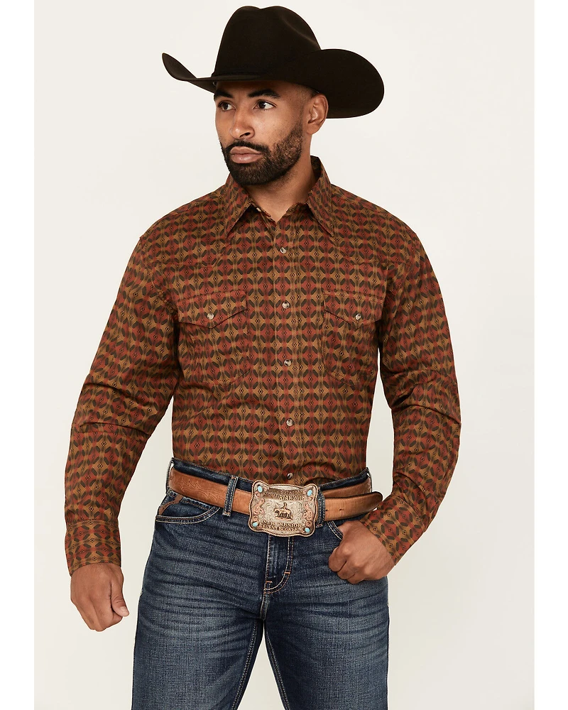 Wrangler 20X Men's Geo Print Long Sleeve Snap Stretch Western Shirt