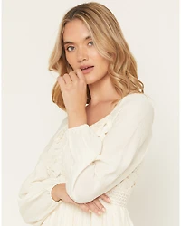 Shyanne Women's Crochet Lace Long Sleeve Mini Dress