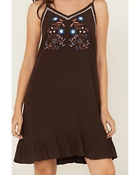 Shyanne Women's Embroidered Crinkle Sleeveless Mini Dress