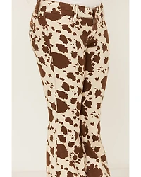 Rock & Roll Denim Girls' Cow Print Flare Stretch Jeans
