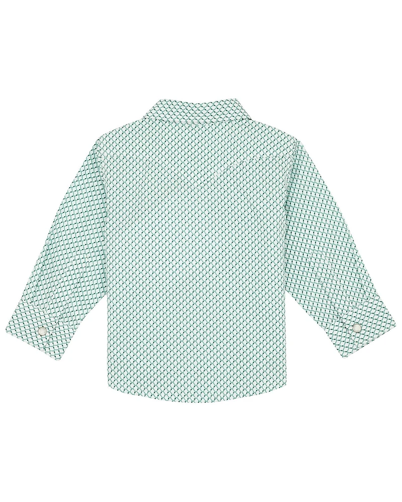 Wrangler Toddler Boys' Geo Print Long Sleeve Pearl Snap Western Shirt
