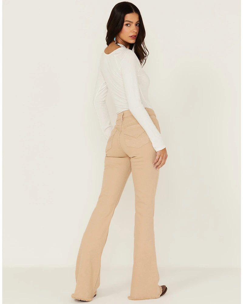 Idyllwind Women's High Risin' Irish Cream Wash Stretch Front Patch Pocket Flare Jeans