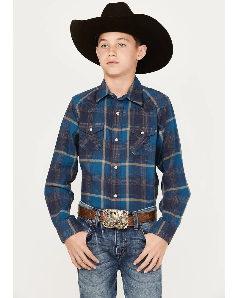 Ariat Boys' Harland Plaid Print Long Sleeve Snap Western Shirt
