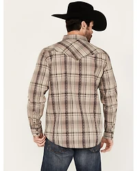Moonshine Spirit Men's Load Plaid Print Long Sleeve Snap Western Shirt