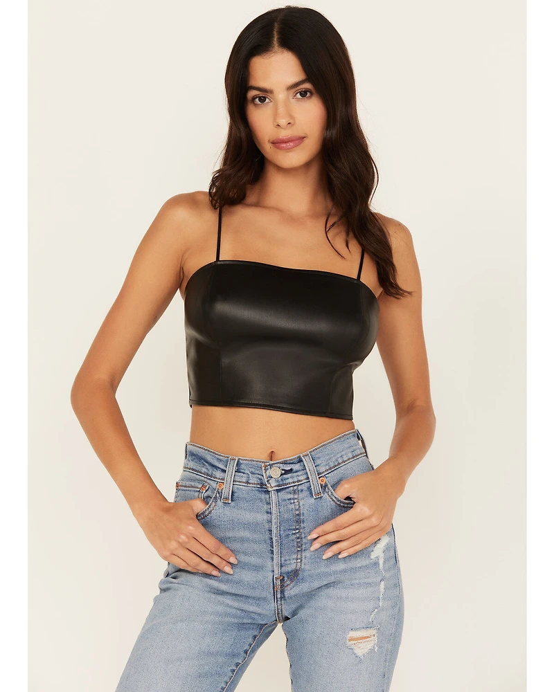 Beyond The Radar Women's Faux Leather Cropped Tank